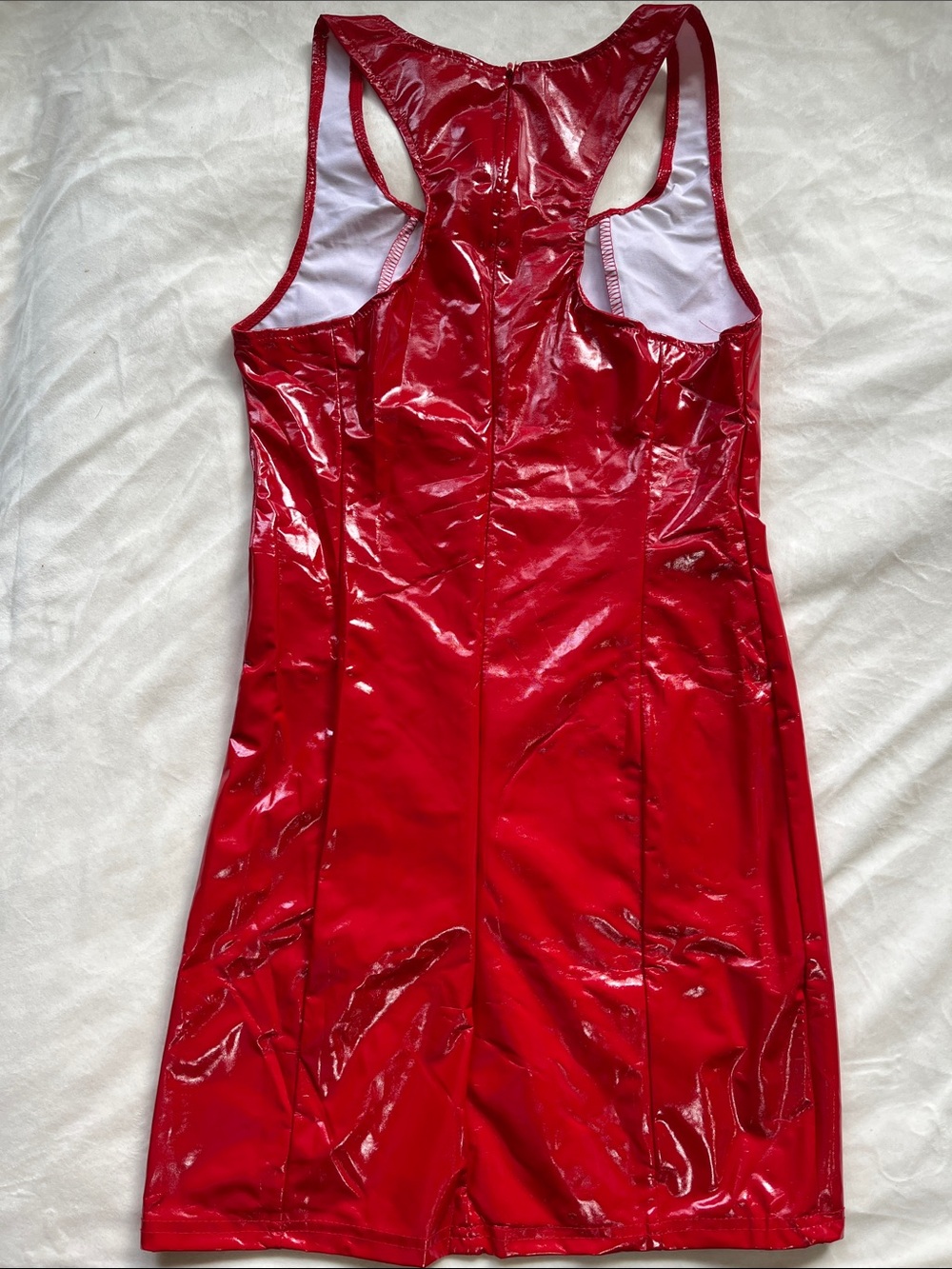 Red Patent Racerback Mini Dress - Picture 2 of 3